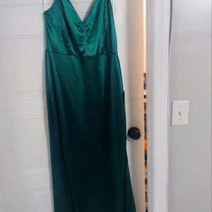 Emerald Green long Satin dress